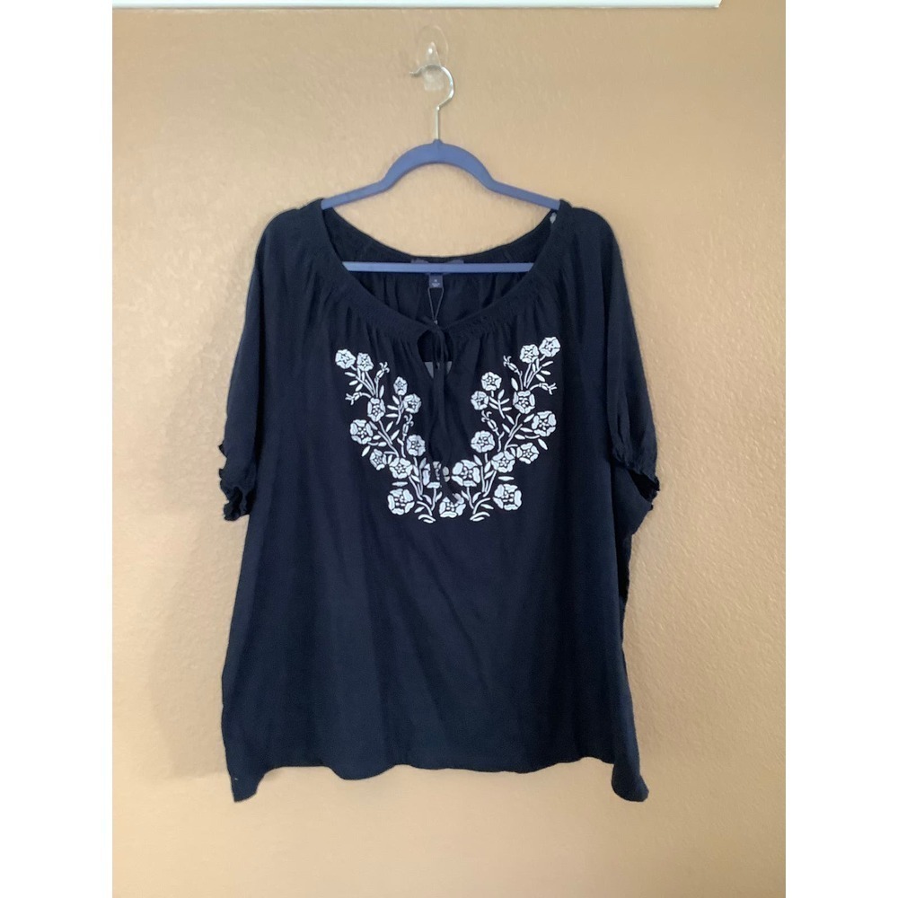Tommy Hilfiger Women's Embroidered Blue Blouse Sz 1X